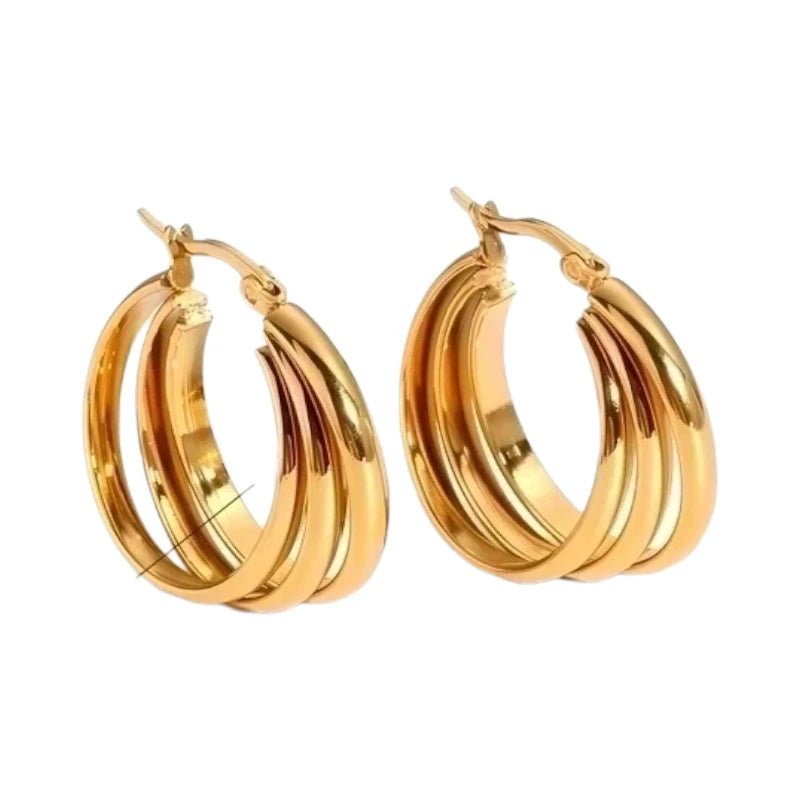 RVS Oorringen Goud – 28mm – Triple Hoepels in 1 - oor6321 - 67349 - Oorringen kopen# - 28mm - alles - cadeau