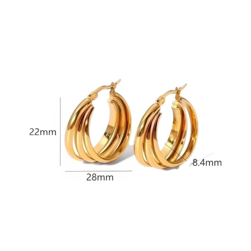 RVS Oorringen Goud – 28mm – Triple Hoepels in 1 - oor6321 - 67349 - Oorringen kopen# - 28mm - alles - cadeau
