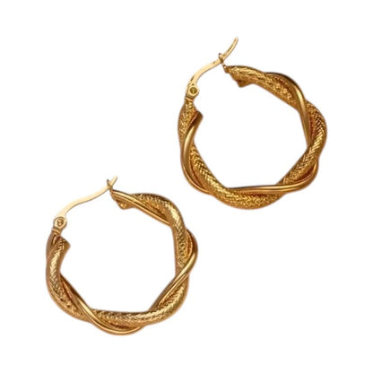 RVS Oorringen Goudkleurig – 30mm – Gedraaid & Ruitmotief - oor6318 - 528903 - Oorringen kopen# - 30mm - alles - cadeau