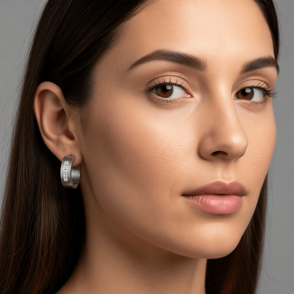 RVS Oorringen Kristal Streep Zilverkleur 20mm - Dames - Aramat Jewels - Oorringen - cadeautip