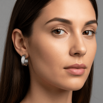 RVS Oorringen Kristal Streep Zilverkleur 20mm - Dames - Aramat Jewels - Oorringen - cadeautip