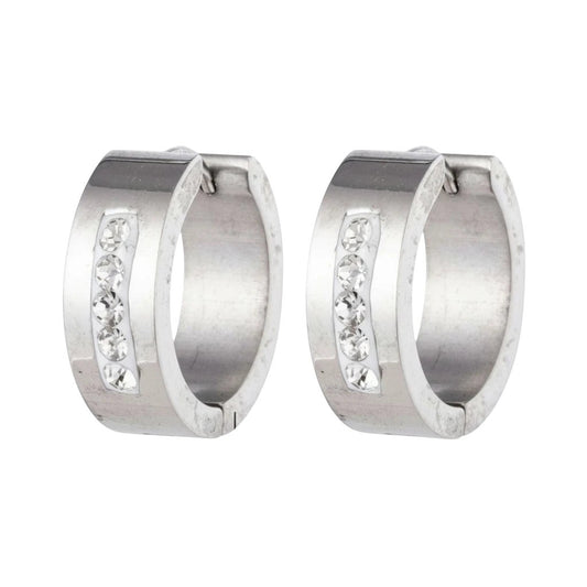 RVS Oorringen Kristal Streep Zilverkleur 20mm - Dames - Aramat Jewels - Oorringen - cadeautip