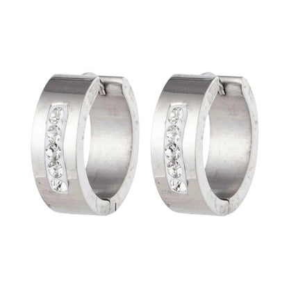RVS Oorringen Kristal Streep Zilverkleur 20mm - Dames - Aramat Jewels - Oorringen - cadeautip