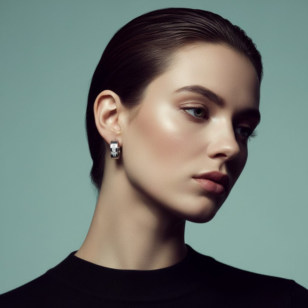 RVS Oorringen Kristal Streep Zilverkleur 20mm - Dames - Aramat Jewels - Oorringen - cadeautip