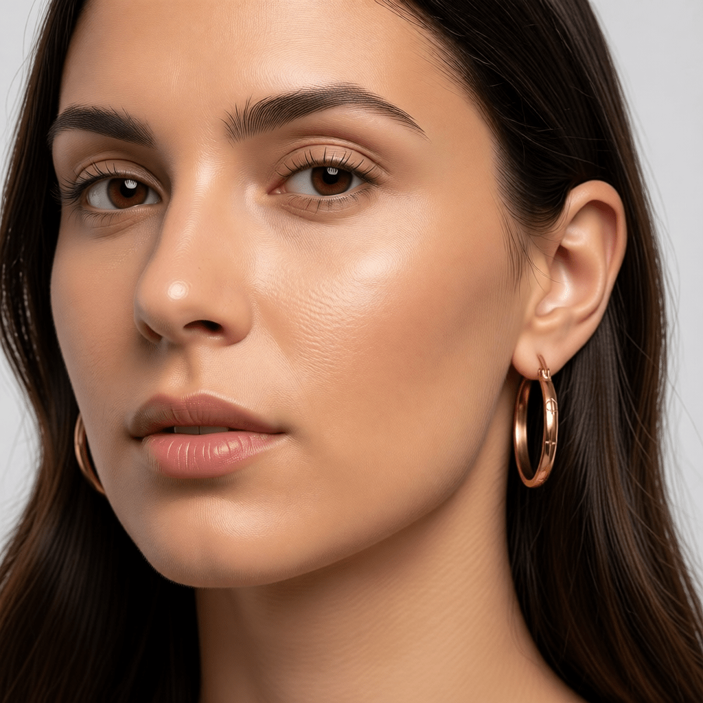 RVS Oorringen met Anker - en Sterrenmotief Roségoudkleur 25mm - Aramat Jewels - Oorbellen - cadeautip