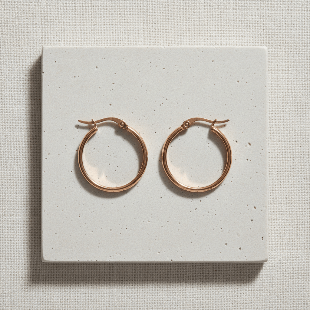 RVS Oorringen met Anker - en Sterrenmotief Roségoudkleur 25mm - Aramat Jewels - Oorbellen - cadeautip