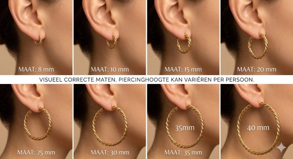 RVS Oorringen met Anker - en Sterrenmotief Roségoudkleur 25mm - Aramat Jewels - Oorbellen - cadeautip