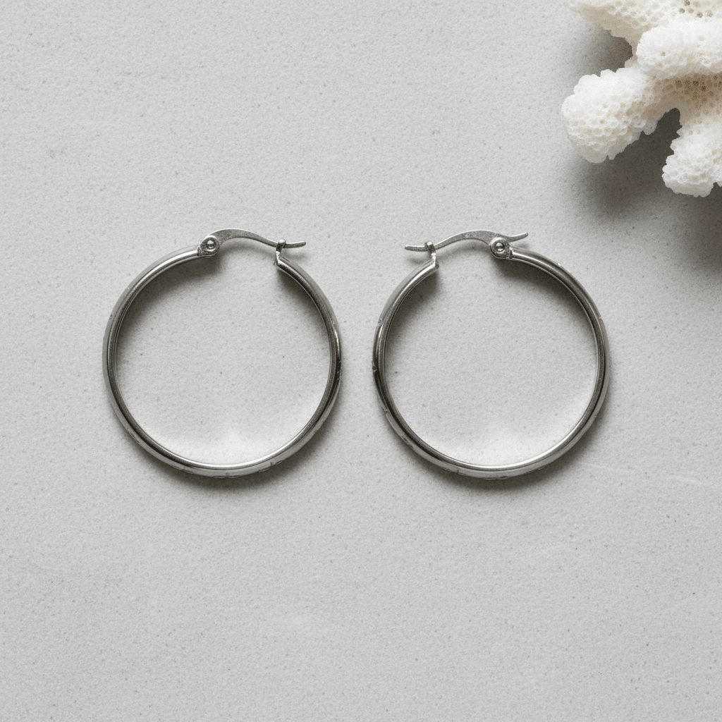 RVS Oorringen met Ankermotief Zilverkleur 30mm - Aramat Jewels - Oorringen - cadeautip