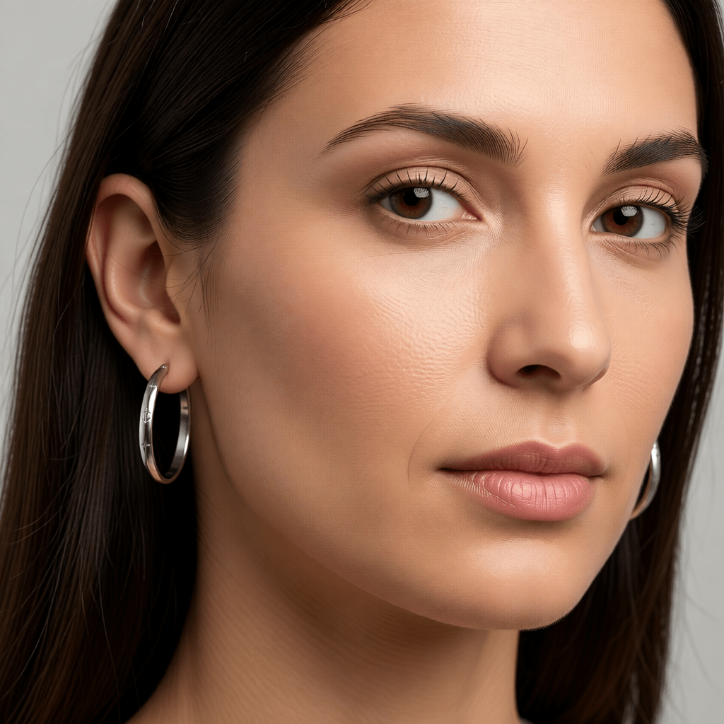 RVS Oorringen met Ankermotief Zilverkleur 30mm - Aramat Jewels - Oorringen - cadeautip