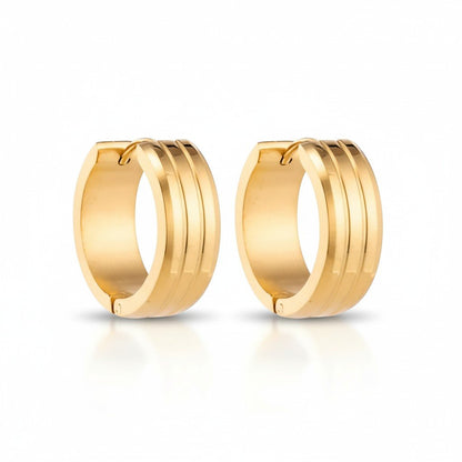 Rvs Oorringen met Dubbele Strepen goudkleur - Aramat Jewels - Oorringen - cadeautip