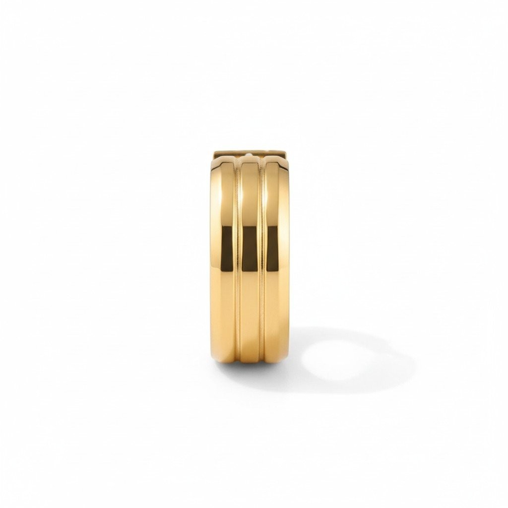 Rvs Oorringen met Dubbele Strepen goudkleur - Aramat Jewels - Oorringen - cadeautip