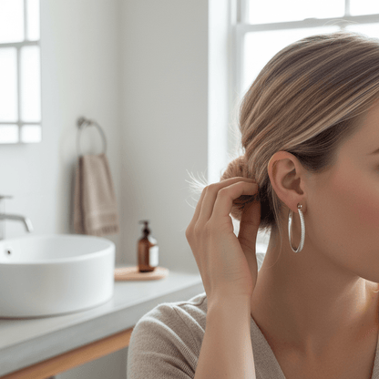 RVS Oorringen met Puntjes Motief Zilverkleur 30mm - Aramat Jewels - Oorringen - cadeautip