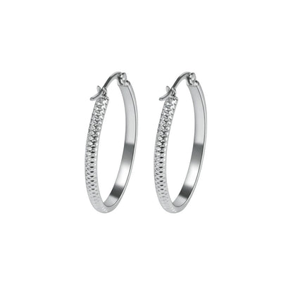 RVS Oorringen met Puntjes Motief Zilverkleur 30mm - Aramat Jewels - Oorringen - cadeautip