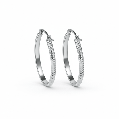 RVS Oorringen met Puntjes Motief Zilverkleur 30mm - Aramat Jewels - Oorringen - cadeautip