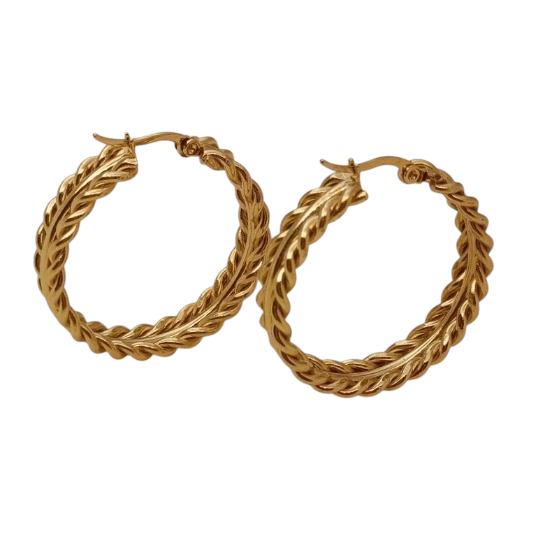 RVS oorringen schakelmotief 35mm goudkleurig - oor6374 - 70240 - Oorringen kopen# - 35mm - alles - cadeau