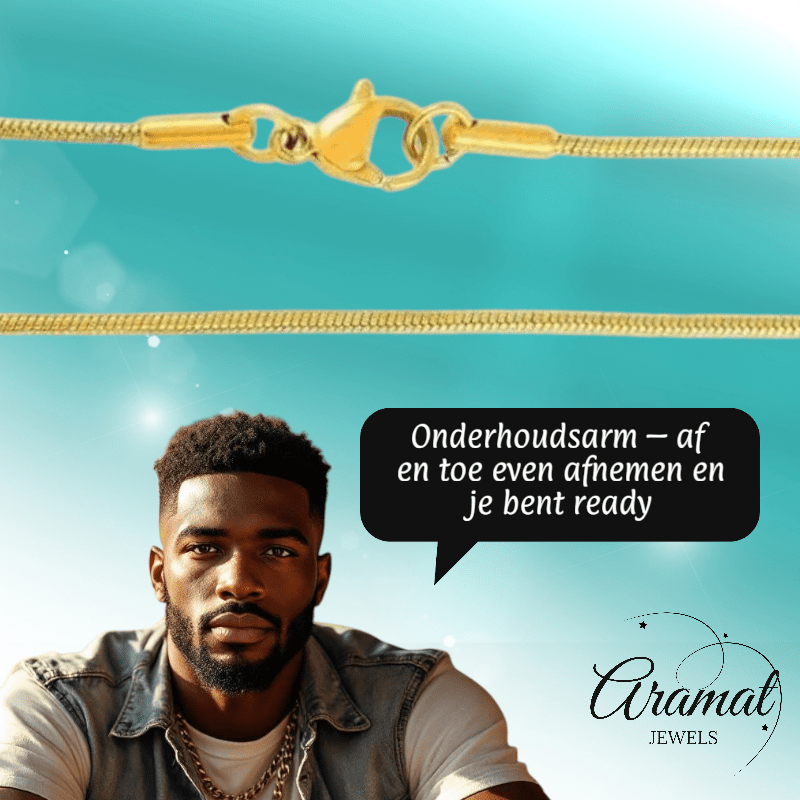 RVS Slangenketting Goudkleur 45 - 60cm - Soepele Snake Chain Ketting - Aramat Jewels - Halskettingen - cadeautip