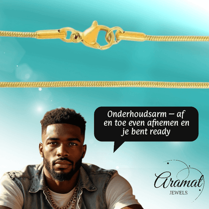 RVS Slangenketting Goudkleur 45 - 60cm - Soepele Snake Chain Ketting - Aramat Jewels - Halskettingen - cadeautip