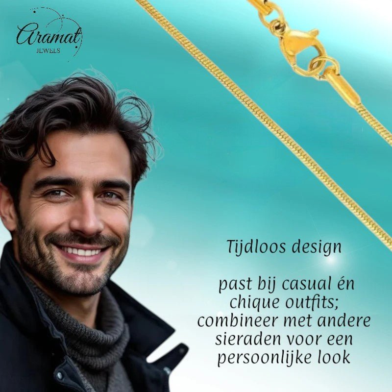 RVS Slangenketting Goudkleur 45 - 60cm - Soepele Snake Chain Ketting - Aramat Jewels - Halskettingen - cadeautip