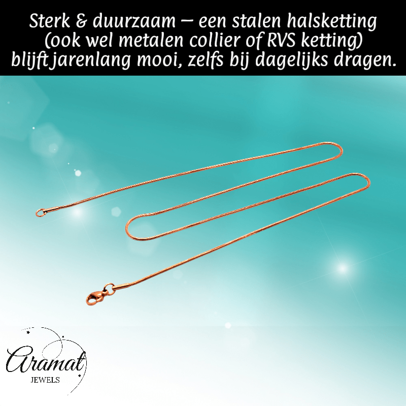 RVS Slangenketting Roségoud Rond - Soepele Snake Chain Ketting - Aramat Jewels - RVS Sieraden - Halskettingen - cadeautip