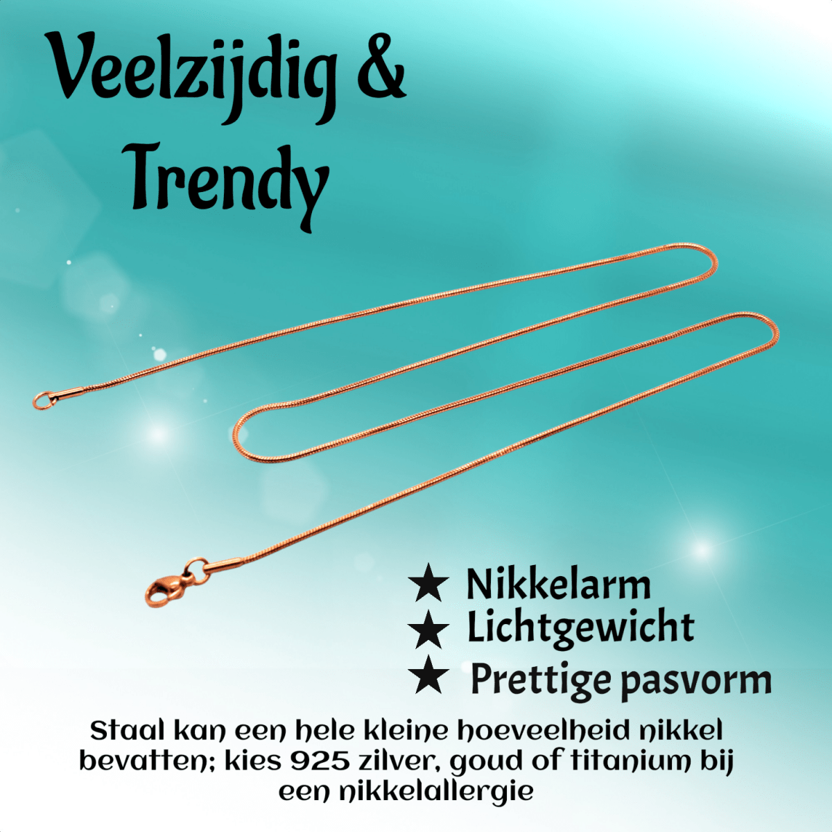 RVS Slangenketting Roségoud Rond - Soepele Snake Chain Ketting - Aramat Jewels - RVS Sieraden - Halskettingen - cadeautip