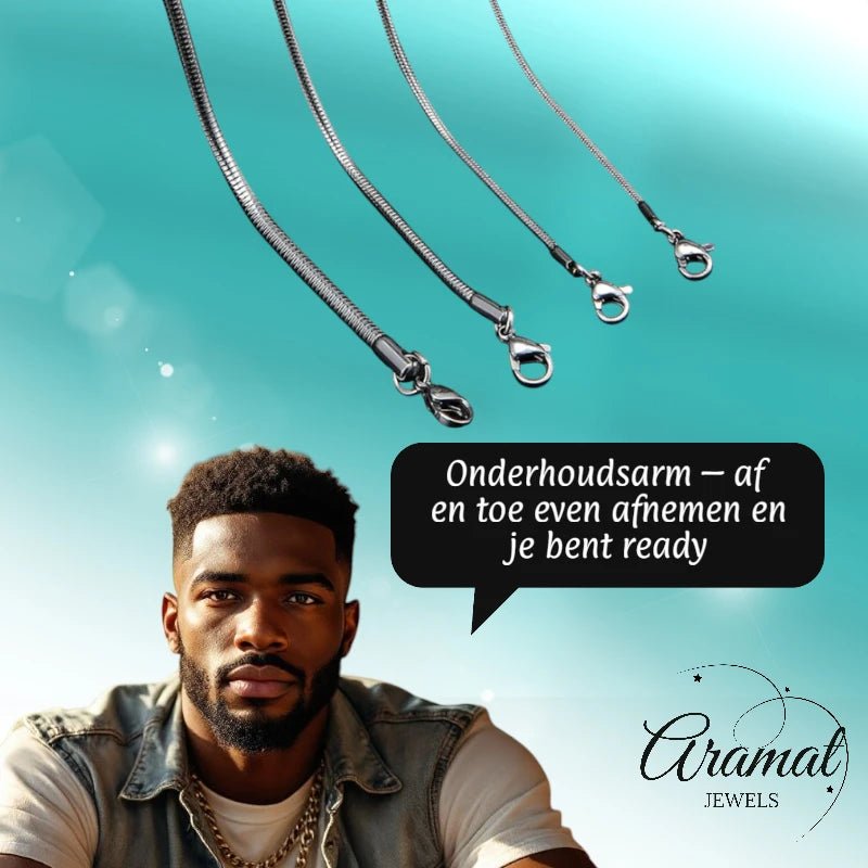 RVS Slangenketting Zilverkleur 45 - 60cm - Soepele Schakelketting Dames - Aramat Jewels - Halskettingen - cadeautip