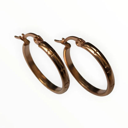 Boucles d'oreilles – 20 mm, motif ancre créole, acier inoxydable, couleur or rose, femme