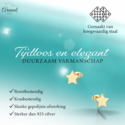 Boucles d'oreilles puces en forme d'étoile, acier doré – mini 4 mm