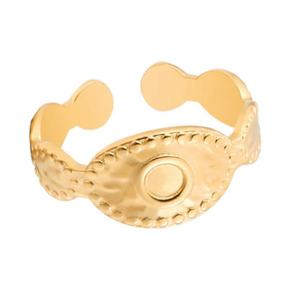 RVS Verstelbare Ring - Oog Motief met Dots - One Size - ring329 - 161814 - Ringen kopen# - Goudkleur - alles - boze oog
