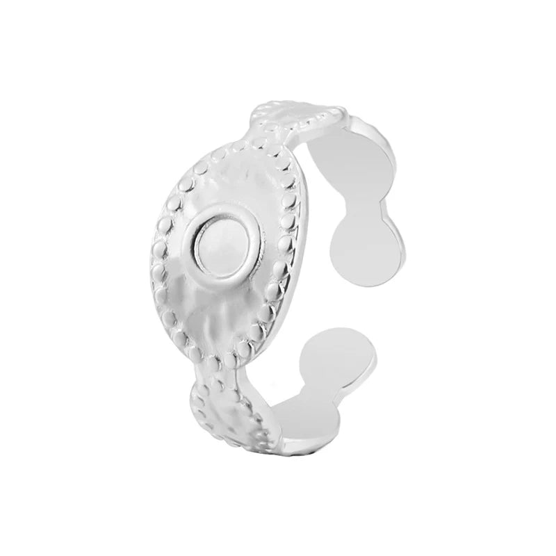 RVS Verstelbare Ring - Oog Motief met Dots - One Size - ring304 - 161813 - Ringen kopen