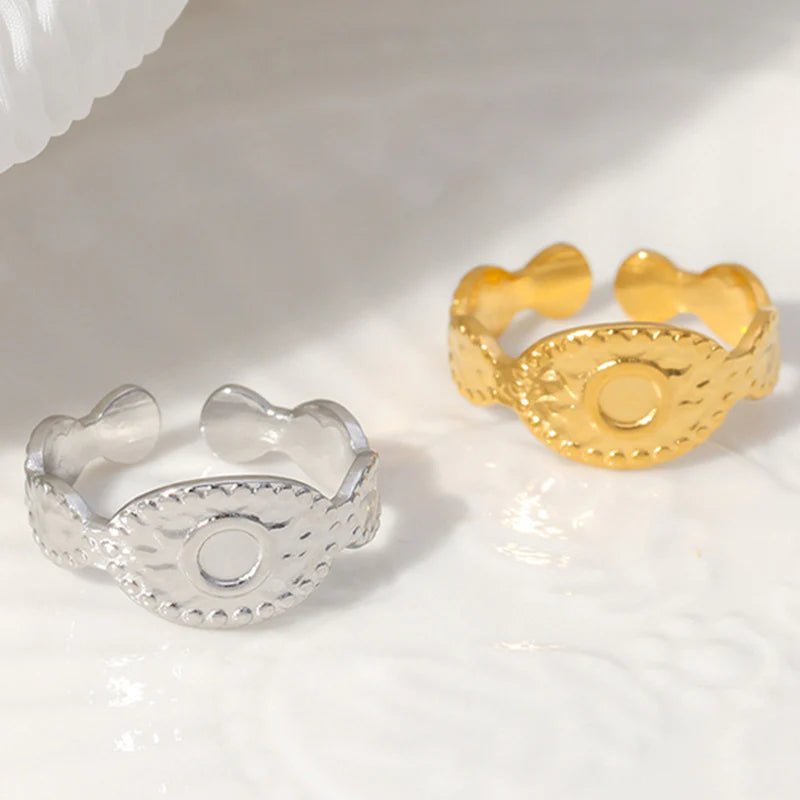 RVS Verstelbare Ring - Oog Motief met Dots - One Size - ring304 - 161813 - Ringen kopen