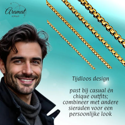 RVS Jasseron Ketting Goudkleur 50-60cm - Elegante Schakelketting