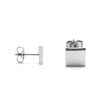 Oorstekers – Staal Vierkant Zilverkleurig (8mm)