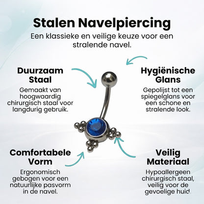 Saffier Blauw Stalen Navelpiercing