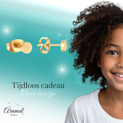 Boucles d'oreilles puces minimalistes en acier inoxydable doré mat de 4 mm