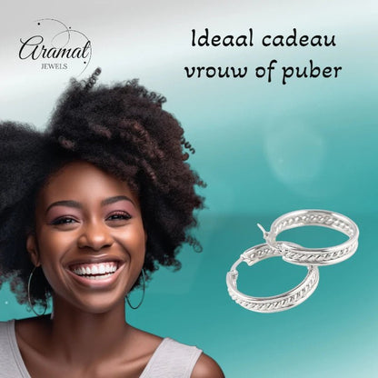 Schakel Oorringen Zilverkleurig RVS 30mm - oor6381 - 577896 - Oorringen kopen# - 30mm - alles - cadeau