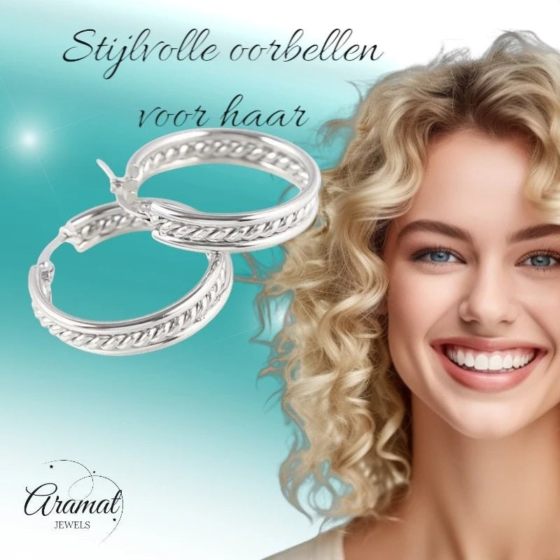 Schakel Oorringen Zilverkleurig RVS 30mm - oor6381 - 577896 - Oorringen kopen# - 30mm - alles - cadeau