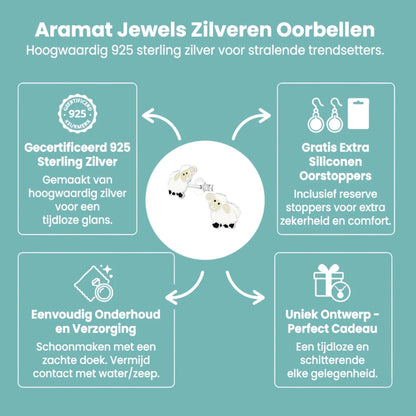 Schattige Zilveren Schaap Oorbellen voor Meisjes - Aramat Jewels - Oorbellen - cadeautip