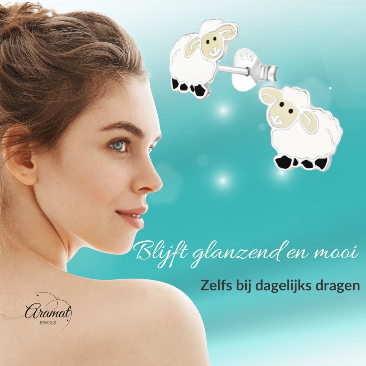 Schattige Zilveren Schaap Oorbellen voor Meisjes - Aramat Jewels - Oorbellen - cadeautip