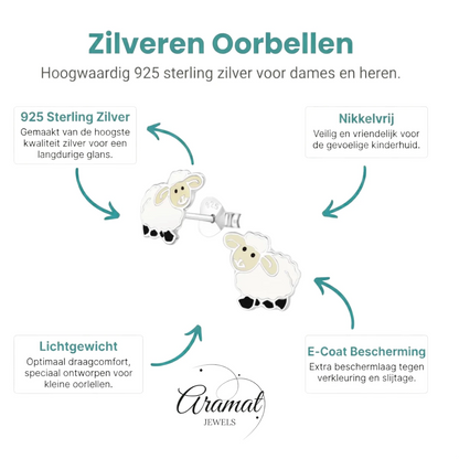 Schattige Zilveren Schaap Oorbellen voor Meisjes - Aramat Jewels - Oorbellen - cadeautip