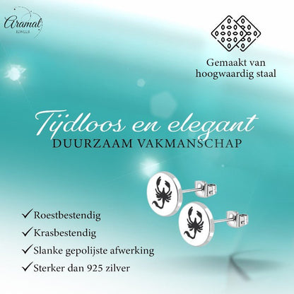 Schorpioen Oorbellen RVS Zilverkleurig – 10mm – Dieren & Horoscoop - oor2822 - tte563 - Oorbellen kopen# - 10mm - alles - cadeau