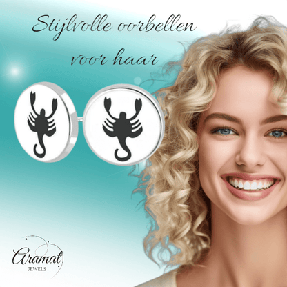 Schorpioen Oorbellen Zilverkleurig RVS – 8mm – Uniseks Dierenoorstekers - oor2843 - tte943 - Oorbellen kopen# - 8mm - alles - cadeau