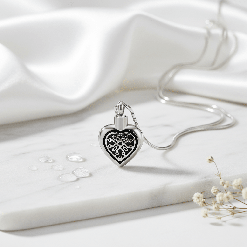 Sierlijk Keltisch as - hartje staal met zwart emaille - Aramat Jewels - Gedenkhangers - cadeautip