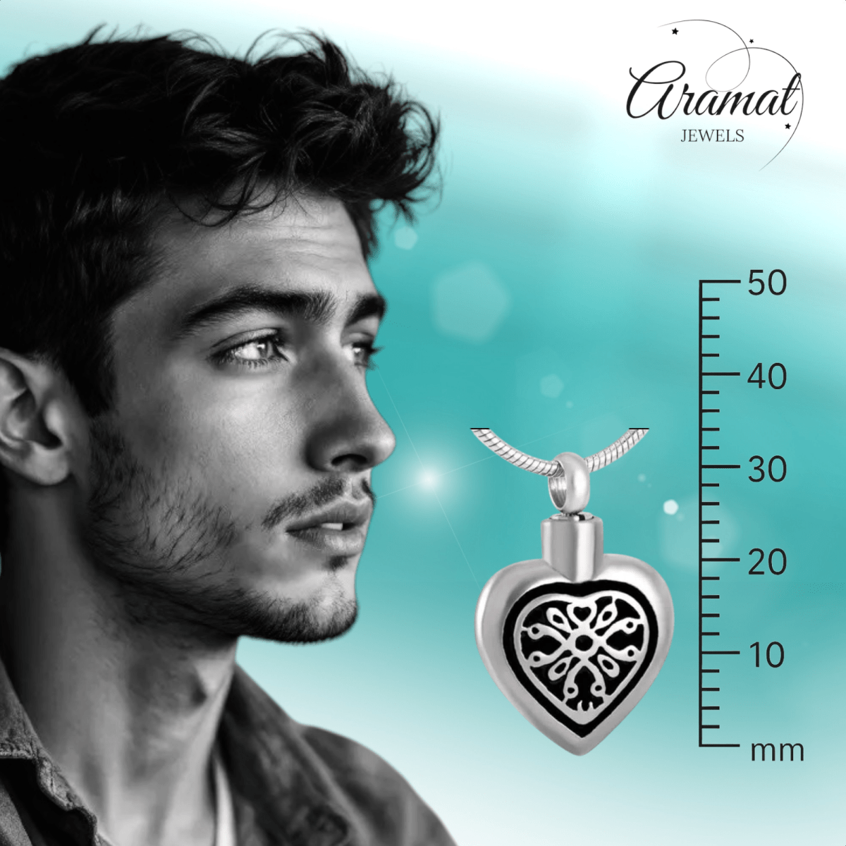 Sierlijk Keltisch as - hartje staal met zwart emaille - Aramat Jewels - Gedenkhangers - cadeautip