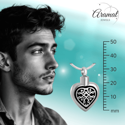 Sierlijk Keltisch as - hartje staal met zwart emaille - Aramat Jewels - Gedenkhangers - cadeautip