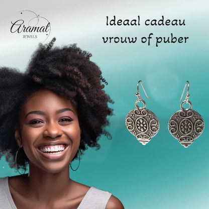 Sierlijke Druppel Oorhangers Antieklook - oor6059 - Oorhangers kopen# - 35mm - alles - bali