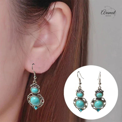 Sierlijke Oorhangers met Lichtblauwe Steen – 58x22mm - oor6052 - Oorhangers kopen# - 60mm - alles - bali