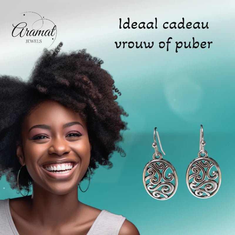 Sierlijke Ovale Boho Oorhangers – Antiek – 35x15mm - oor6061 - Oorhangers kopen# - 35mm - alles - bali