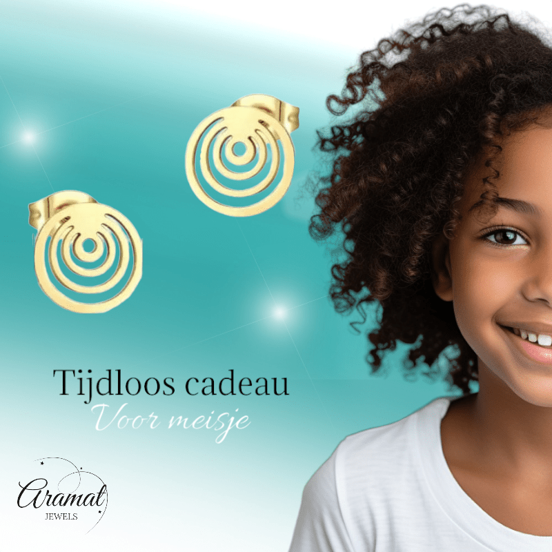 Spiraal Cirkel Oorbellen Goudkleur – 10mm - Aramat Jewels - Oorbellen - cadeautip