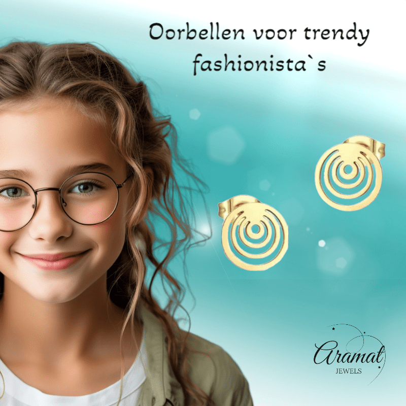 Spiraal Cirkel Oorbellen Goudkleur – 10mm - Aramat Jewels - Oorbellen - cadeautip