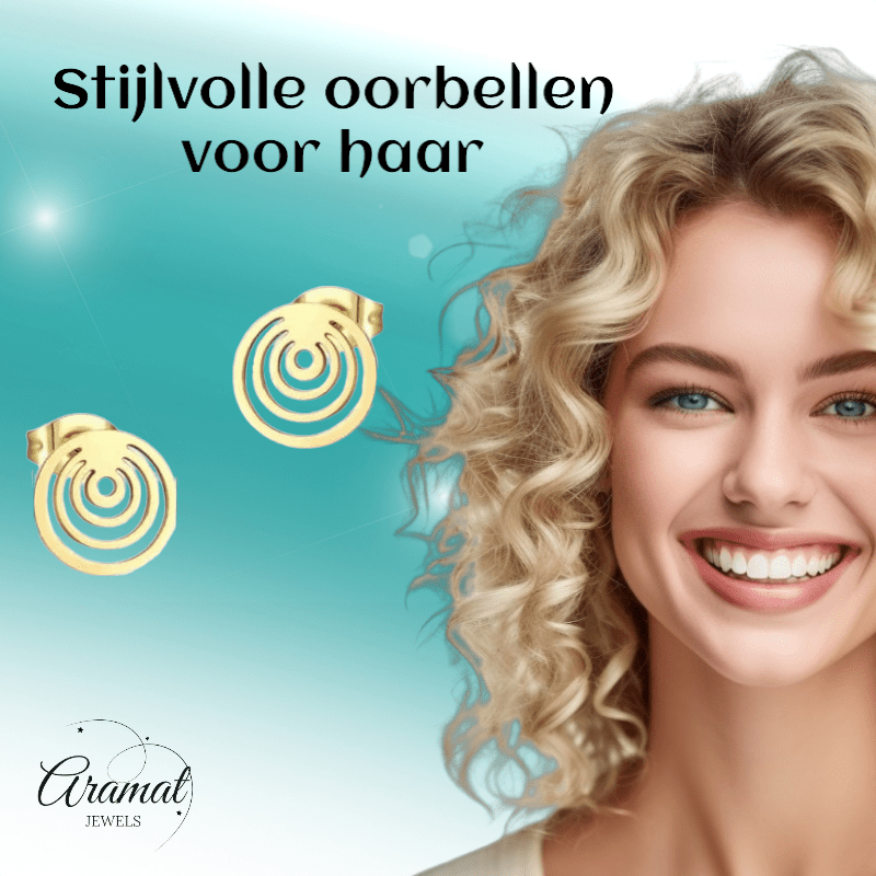 Spiraal Cirkel Oorbellen Goudkleur – 10mm - Aramat Jewels - Oorbellen - cadeautip
